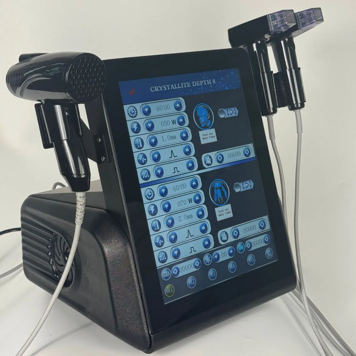 Unit in a working setup — Desktop Gold RF Microneedling Device (Triple-handle)